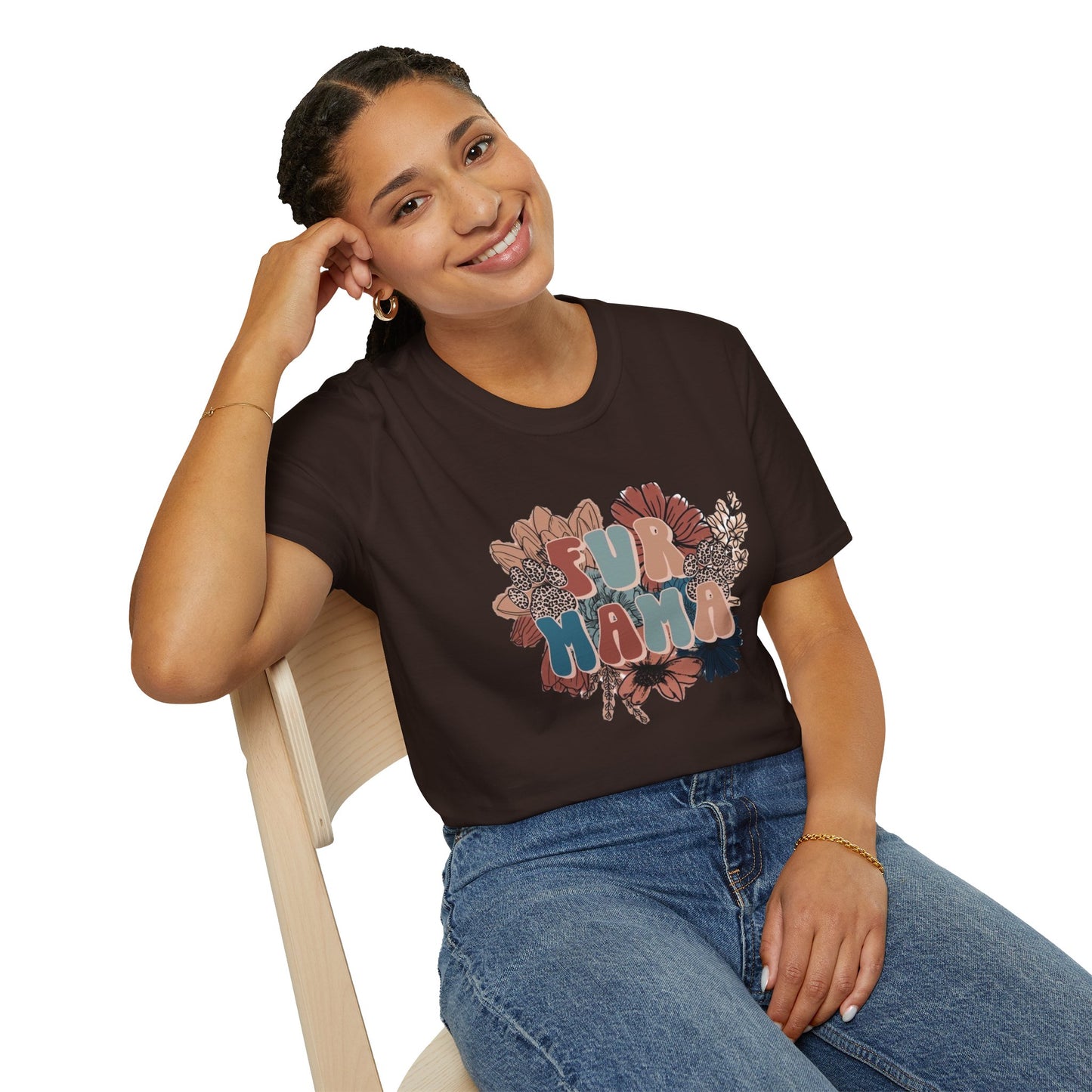 Floral Fur Mama T-Shirt, Mother's Day Gift, Relaxed Fit Tee, Comfortable Everyday Wear, Unique Floral Design, Gift for Her