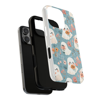 Cute Ghost Floral Magnetic Phone Case, Tough Phone Cover, Halloween Gift, Trendy Case for Kids, Unique Cell Phone Accessory