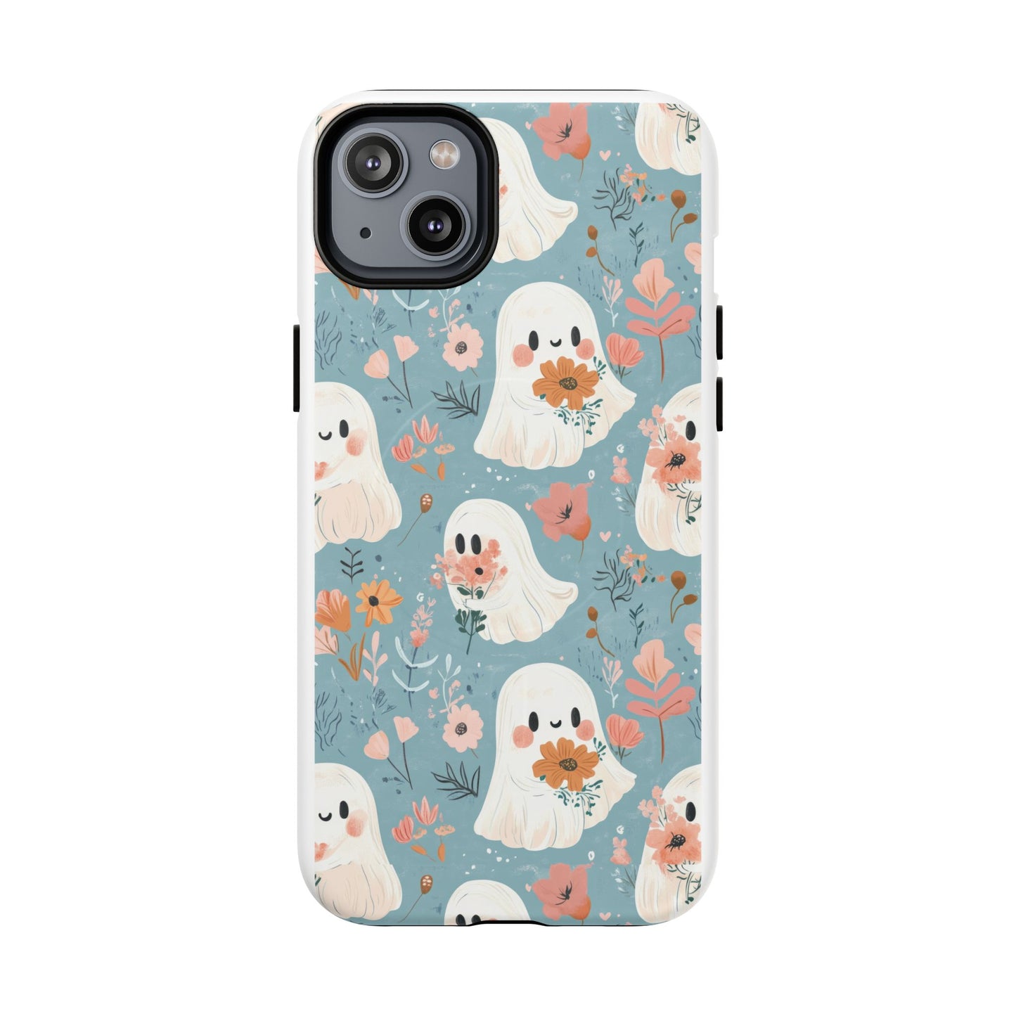 Cute Ghost Floral Magnetic Phone Case, Tough Phone Cover, Halloween Gift, Trendy Case for Kids, Unique Cell Phone Accessory
