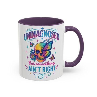 Undiagnosed Vibes Coffee Mug, Bohemian Coffee Cup, Unique Gift for Mental Health Awareness, Colorful Skull Design, Fun Drinking Mug