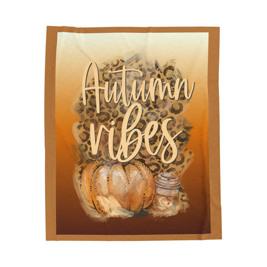 Autumn Vibes Velveteen Plush Blanket, Cozy Throw, Fall Decor, Gifting for Thanksgiving, Home Snuggle Blanket, Seasonal Comfort