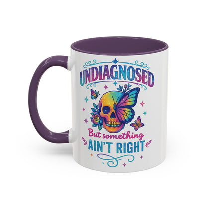 Undiagnosed Vibes Coffee Mug, Bohemian Coffee Cup, Unique Gift for Mental Health Awareness, Colorful Skull Design, Fun Drinking Mug