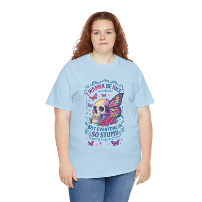 Colorful Skull & Butterfly Graphic Tee - Unique Gift for Halloween, Birthdays, Everyday Wear, Art Lovers, Funny Statement Shirt