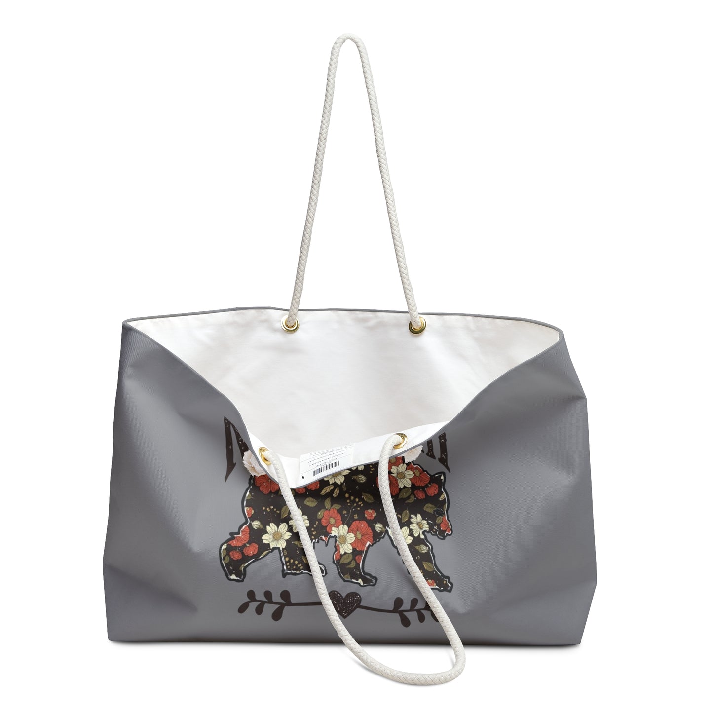 Floral Mama Bear Weekender Bag, Travel Tote, Overnight Bag, Perfect Gift for Mom, Stylish Weekend Getaway Essentials