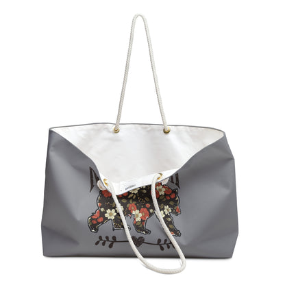 Floral Mama Bear Weekender Bag, Travel Tote, Overnight Bag, Perfect Gift for Mom, Stylish Weekend Getaway Essentials