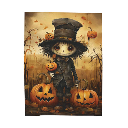 Halloween-Themed Velveteen Plush Blanket, Cozy Throw for Fall Nights, Pumpkin Decor, Scary Movie Nights, Gift for Horror Lovers
