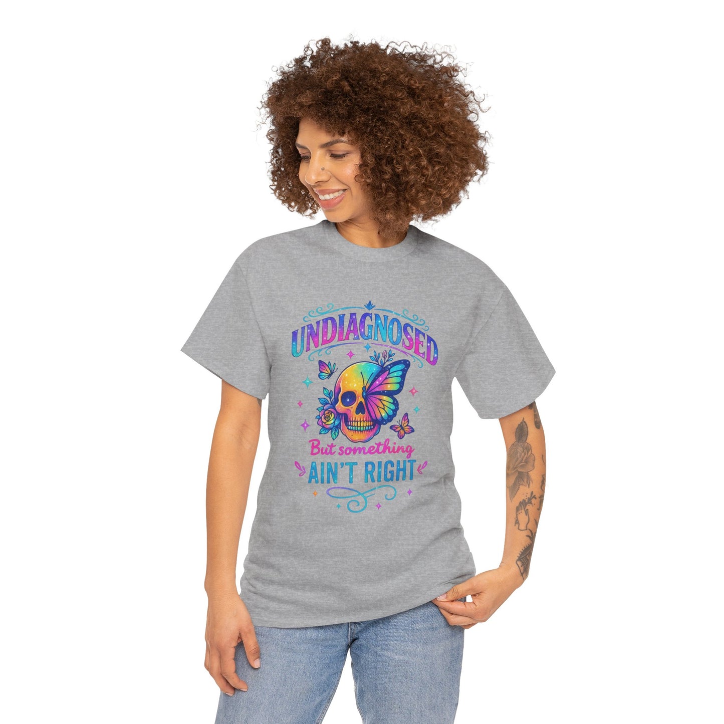 Colorful Undiagnosed Heavy Cotton Tee, Funny T-Shirt, Unique Gift, Mental Health Awareness, Casual Daily Wear, Unisex Apparel