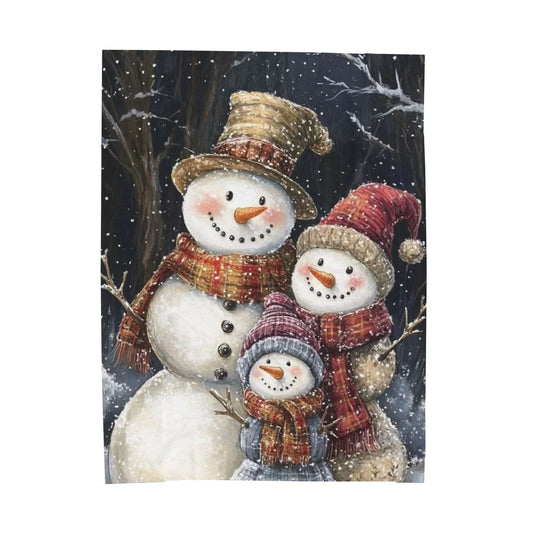 Cozy Snowman Plush Blanket, Holiday Gift, Winter Decor, Soft Throw, Family Keepsake