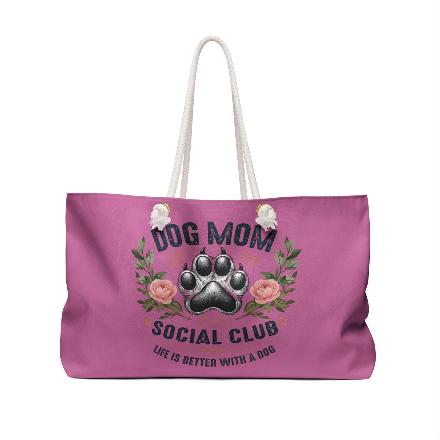 Dog Mom Social Club Weekender Bag - Perfect for Pet Lovers, Travel, Gifts for Dog Moms, Stylish Tote for Dog Owners