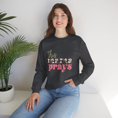This Mama Prays Crewneck Sweatshirt, Cozy Mom Sweatshirt, Prayer Sweatshirt, Gift for Mom, Mother's Day Apparel, Unisex Sweatshirt