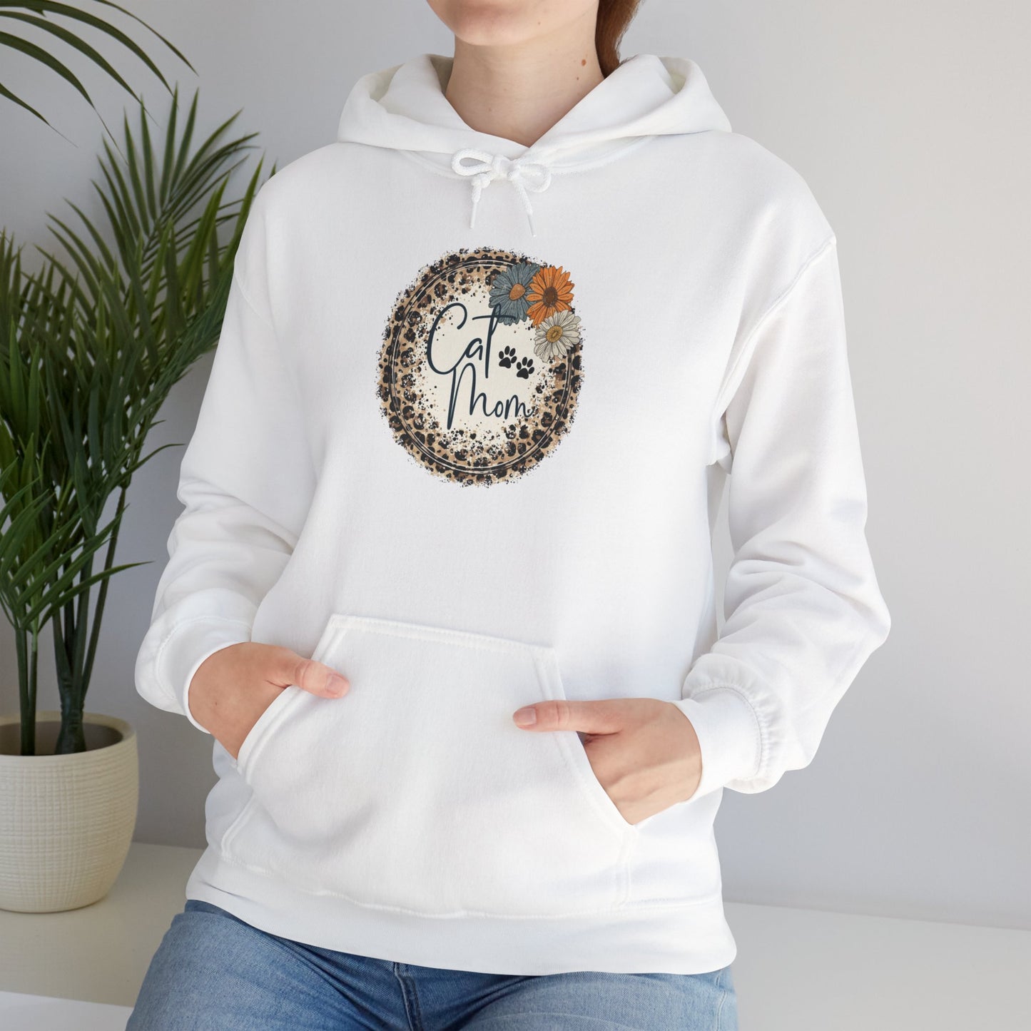 Cozy Floral Cat Mom Sweatshirt, Gift for Mom, Cute Hoodie, Spring Fashion, Relaxed Style, Mother's Day Gift, Casual Wear