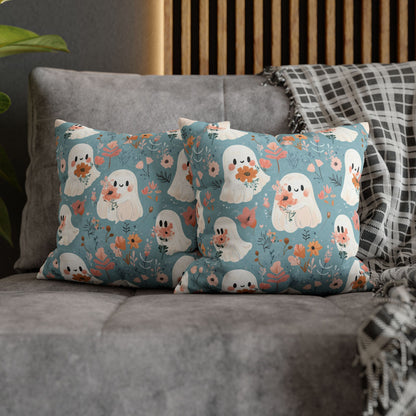 Cute Ghost Floral Pillowcase, Cozy Home Decor, Halloween Decor, Gift for Kids, Bedroom Accessories, Whimsical Cushion Cover