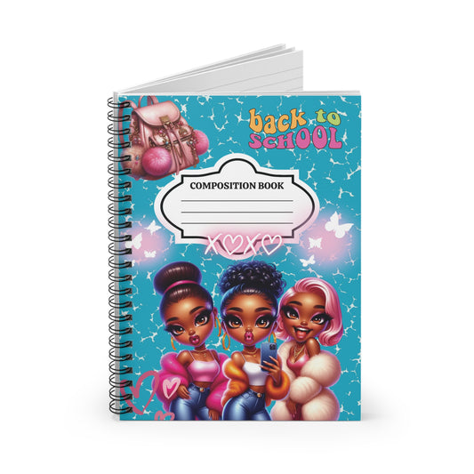 Cute Back to School Spiral Notebook, Composition Book for Kids, Girls School Supplies, Study Journal, Gift for Students