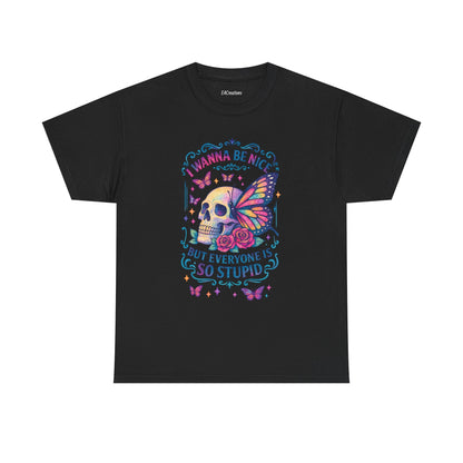 Colorful Skull & Butterfly Graphic Tee - Unique Gift for Halloween, Birthdays, Everyday Wear, Art Lovers, Funny Statement Shirt