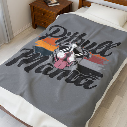 Cozy Pitbull Mama Plush Blanket, Pet Lover Gift, Home Decor, Birthday Present, Dog Themed Blanket, Warm Throw