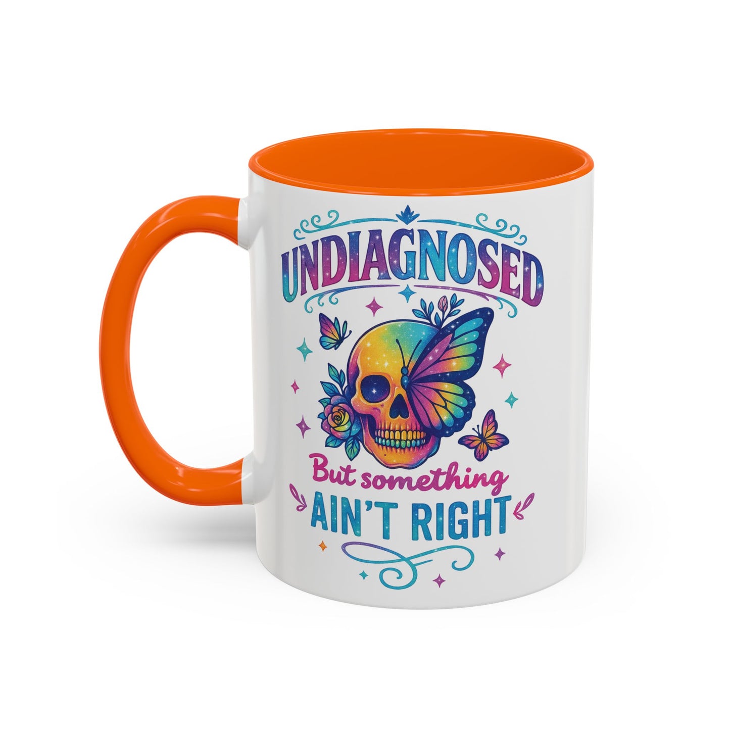 Undiagnosed Vibes Coffee Mug, Bohemian Coffee Cup, Unique Gift for Mental Health Awareness, Colorful Skull Design, Fun Drinking Mug