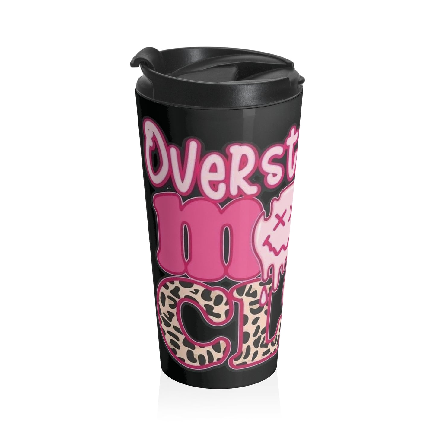 Overstimulated Mom's Club Stainless Steel Travel Mug with Funky Design | Travel Coffee Cup, Gift for Her, Cute Pink Travel Mug, Funny Quote Mug, Leopard [...]