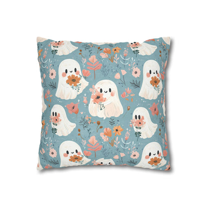 Cute Ghost Floral Pillowcase, Cozy Home Decor, Halloween Decor, Gift for Kids, Bedroom Accessories, Whimsical Cushion Cover