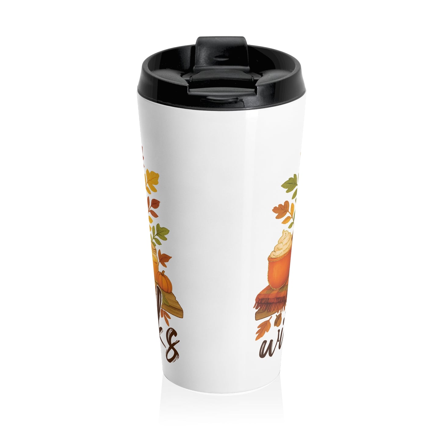 Autumn Vibes Travel Mug, Fall Coffee Cup, Insulated Travel Tumbler, Thanksgiving Gift, Book Lover Mug