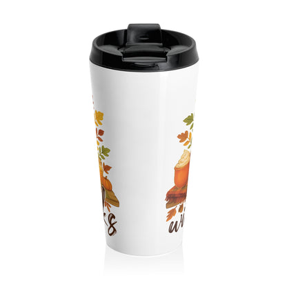 Autumn Vibes Travel Mug, Fall Coffee Cup, Insulated Travel Tumbler, Thanksgiving Gift, Book Lover Mug