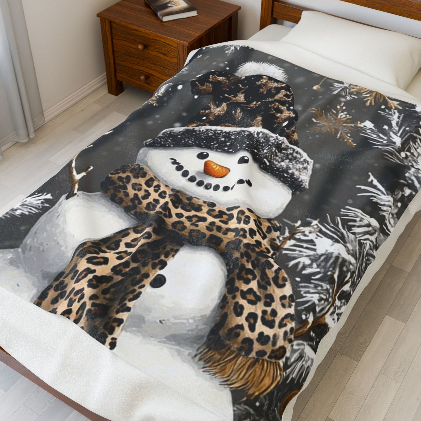 Snowman Velvet Blanket - Cozy Holiday Plush Throw for Winter Decor, Christmas Gift, Couch Snuggle, Home Accent, Seasonal Warmth