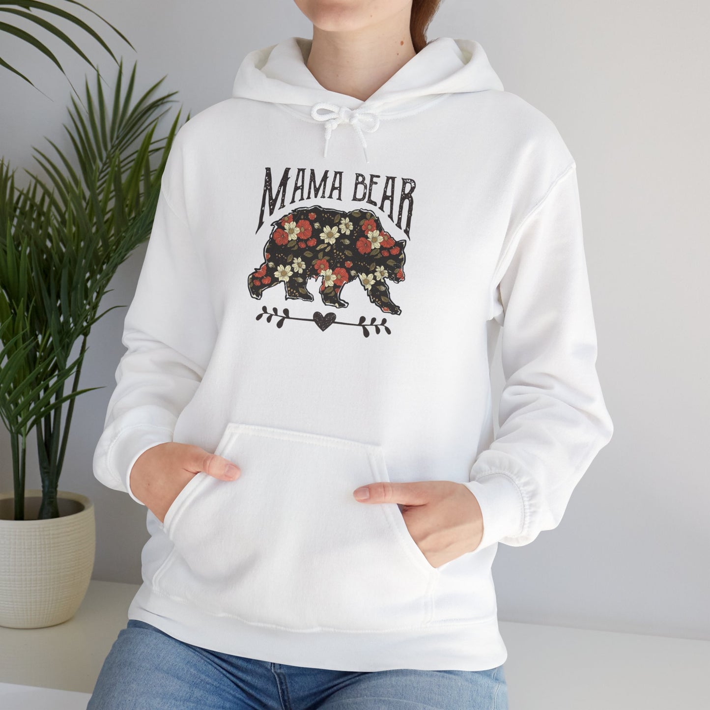 Floral Mama Bear Hoodie, Cozy Sweatshirt for Moms, Gift for Mother’s Day, Cute Casual Wear, Nature Themed Apparel