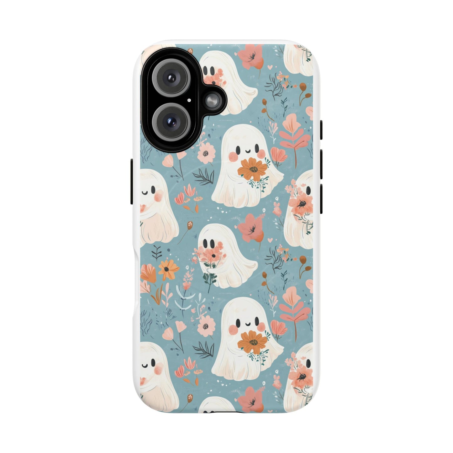 Cute Ghost Floral Magnetic Phone Case, Tough Phone Cover, Halloween Gift, Trendy Case for Kids, Unique Cell Phone Accessory