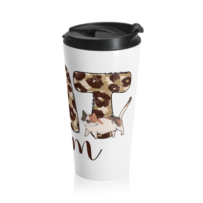 Leopard Print Cat Mom Travel Mug | Perfect Gift for Cat Lovers | Coffee, Tea, Travel Accessories, Mother's Day, Birthday