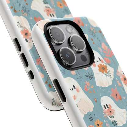 Cute Ghost Floral Magnetic Phone Case, Tough Phone Cover, Halloween Gift, Trendy Case for Kids, Unique Cell Phone Accessory