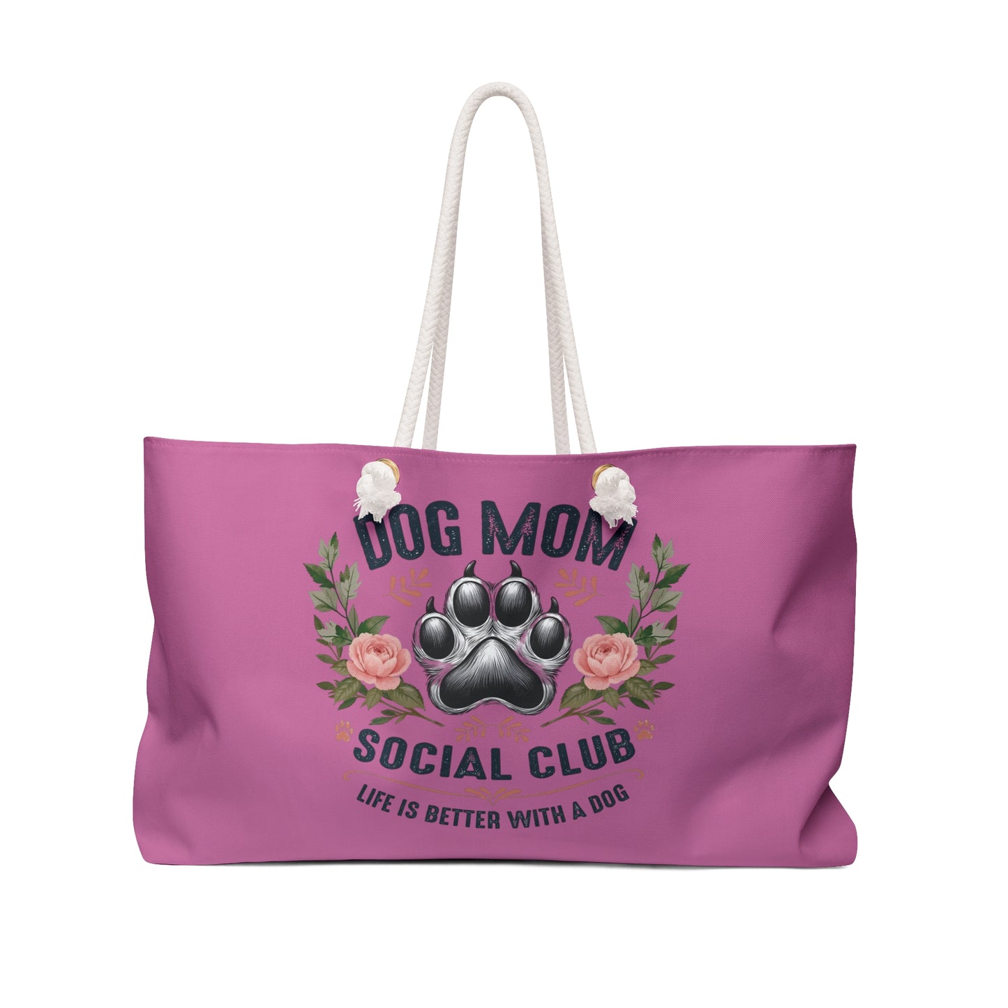 Dog Mom Social Club Weekender Bag - Perfect for Pet Lovers, Travel, Gifts for Dog Moms, Stylish Tote for Dog Owners