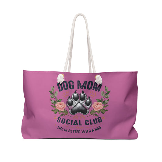 Dog Mom Social Club Weekender Bag - Perfect for Pet Lovers, Travel, Gifts for Dog Moms, Stylish Tote for Dog Owners