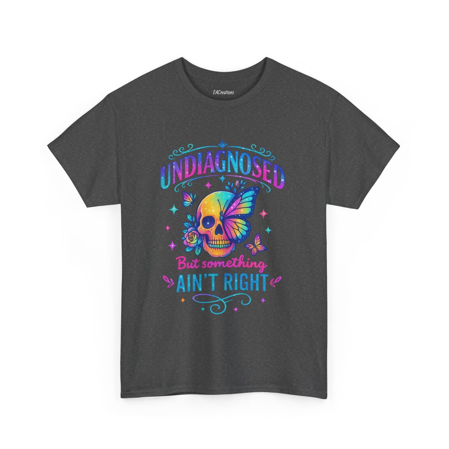 Colorful Undiagnosed Heavy Cotton Tee, Funny T-Shirt, Unique Gift, Mental Health Awareness, Casual Daily Wear, Unisex Apparel