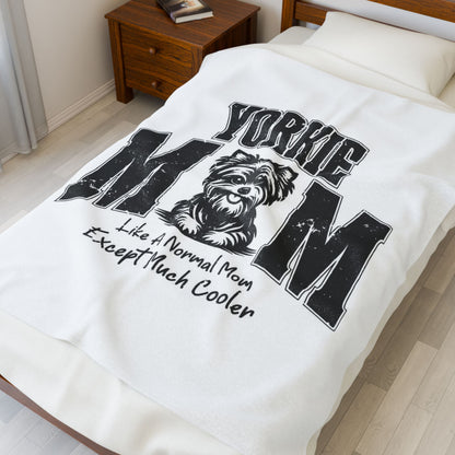 Yorkie Mom Velveteen Plush Blanket, Cozy Pet Blanket, Dog Lover Gift, Warm Home Decor, Mother's Day Gift, Custom Yorkie Gifts
