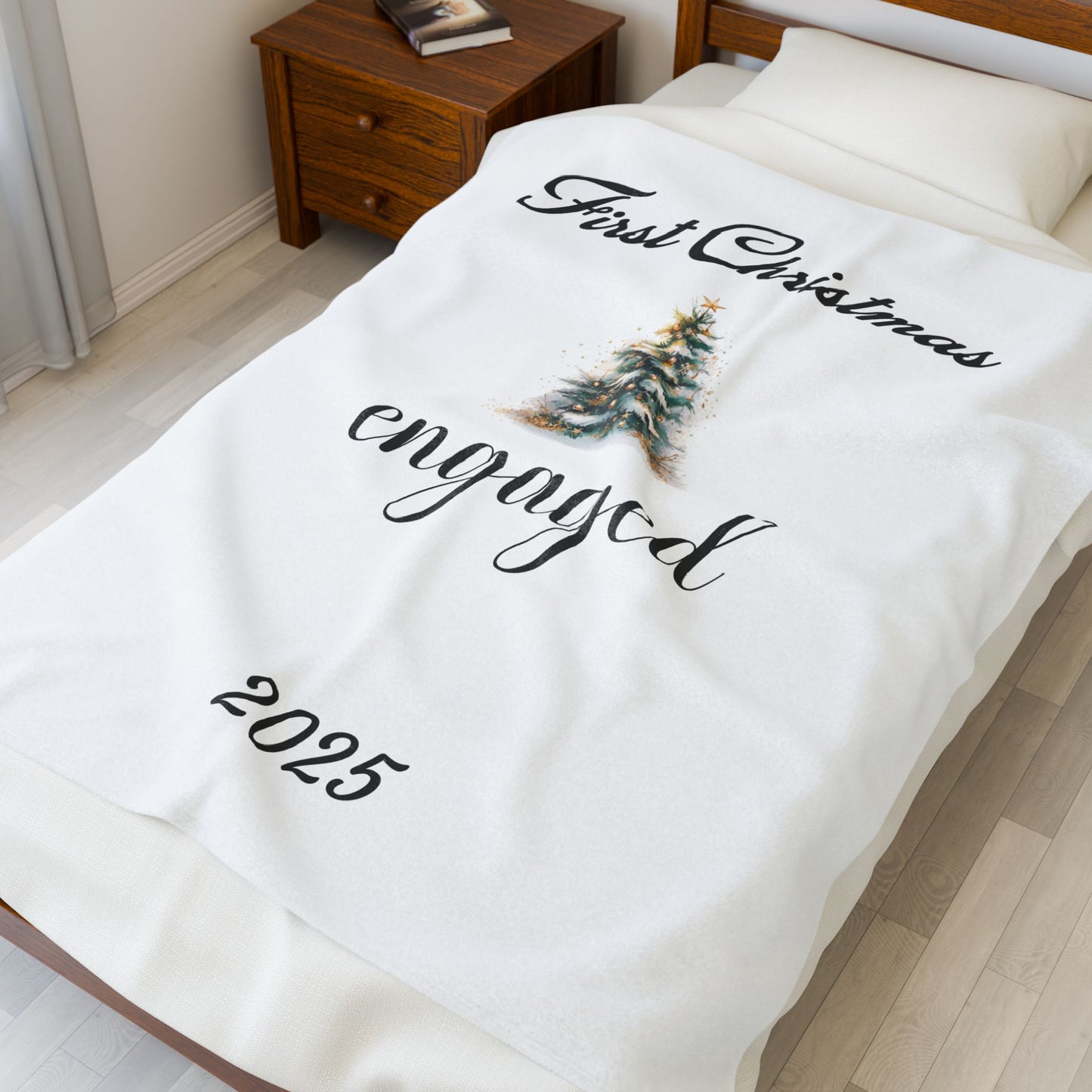 Engaged First Christmas Velveteen Plush Blanket, Cozy Wedding Gift, Personalized Holiday Decor, Soft Throw for Couples, Engagement [...]