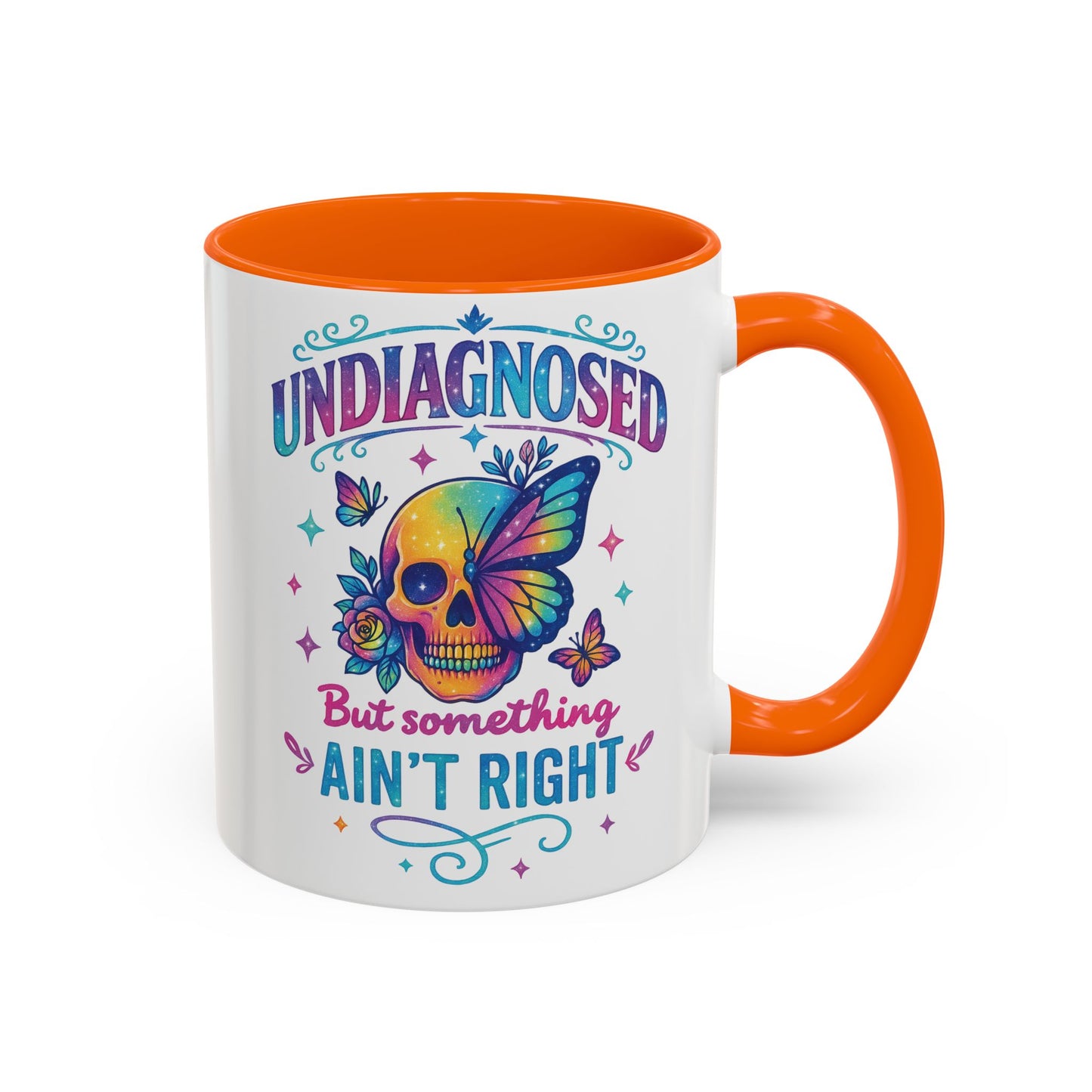 Undiagnosed Vibes Coffee Mug, Bohemian Coffee Cup, Unique Gift for Mental Health Awareness, Colorful Skull Design, Fun Drinking Mug