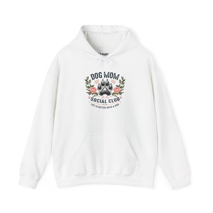 Dog Mom Social Club Hoodie, Casual Sweatshirt for Dog Lovers, Gift for Pet Owners, Cozy Hoodie for Dog Moms, Perfect Dog Lover Gift