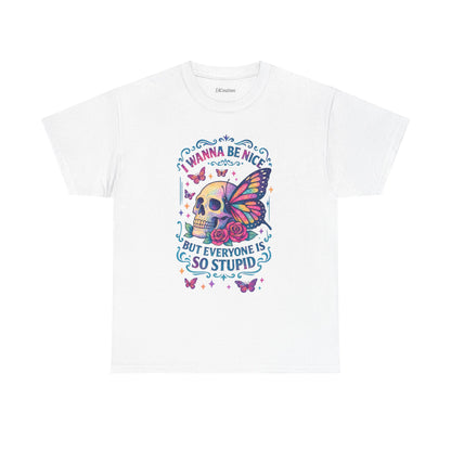Colorful Skull & Butterfly Graphic Tee - Unique Gift for Halloween, Birthdays, Everyday Wear, Art Lovers, Funny Statement Shirt