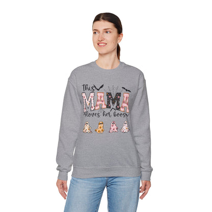 Halloween Mama Ghosts Sweatshirt, Comfortable Crewneck Top, Fall Fashion, Gift for Moms, Ghost Lover Apparel, Cozy Halloween Outfit