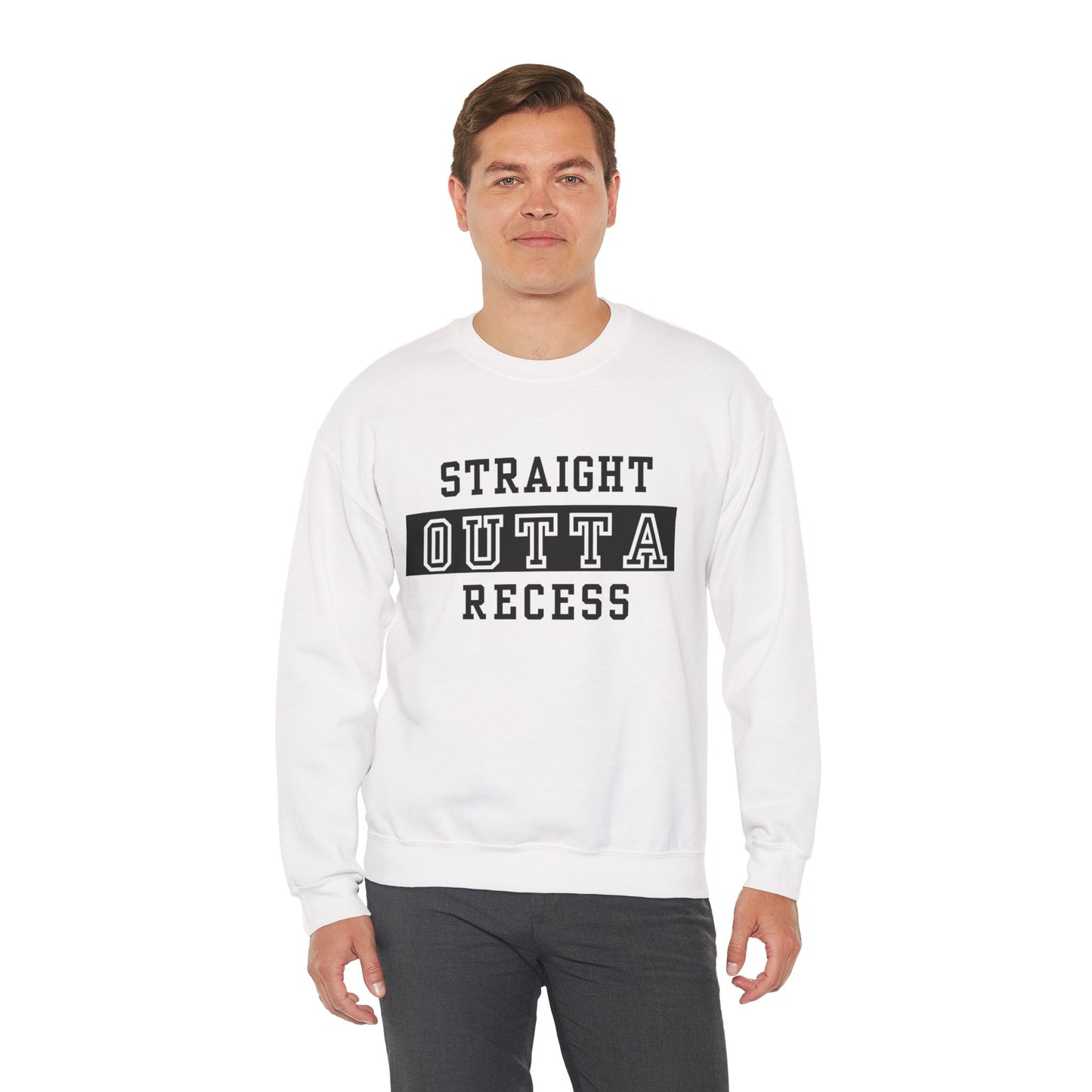 Unisex Sweatshirt - Straight Outta Recess, Comfy Crewneck, Perfect for Teachers, Students, Funny Gift Idea, Cozy Casual Wear, School Spirit