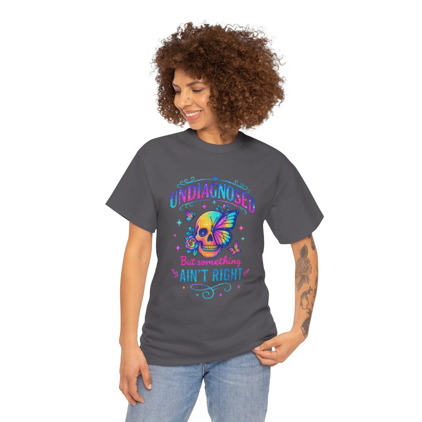 Colorful Undiagnosed Heavy Cotton Tee, Funny T-Shirt, Unique Gift, Mental Health Awareness, Casual Daily Wear, Unisex Apparel