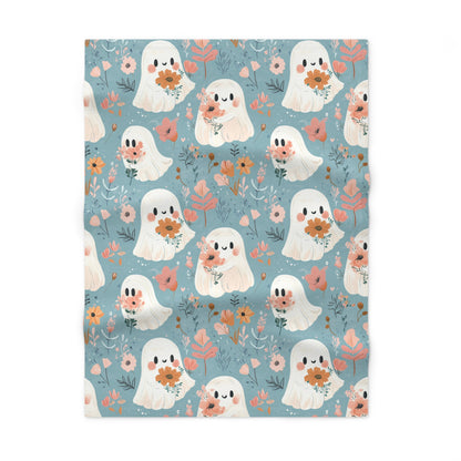 Cute Ghosts Fleece Baby Blanket | Cozy Nursery Decor, Halloween Gift, Soft Baby Shower Essential, Customizable Design, Eco-Friendly Material