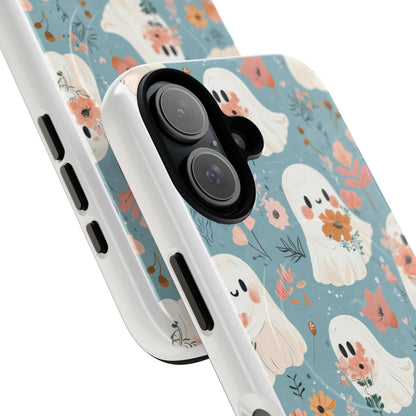 Cute Ghost Floral Magnetic Phone Case, Tough Phone Cover, Halloween Gift, Trendy Case for Kids, Unique Cell Phone Accessory