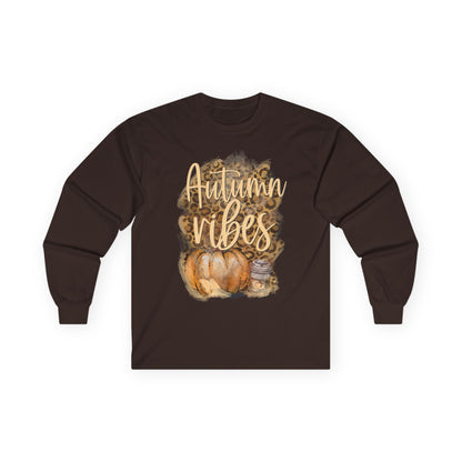Autumn Vibes Long Sleeve Tee - Ideal for Cozy Days, Fall Fashion, Family Gatherings, Halloween Parties, Thanksgiving Celebrations
