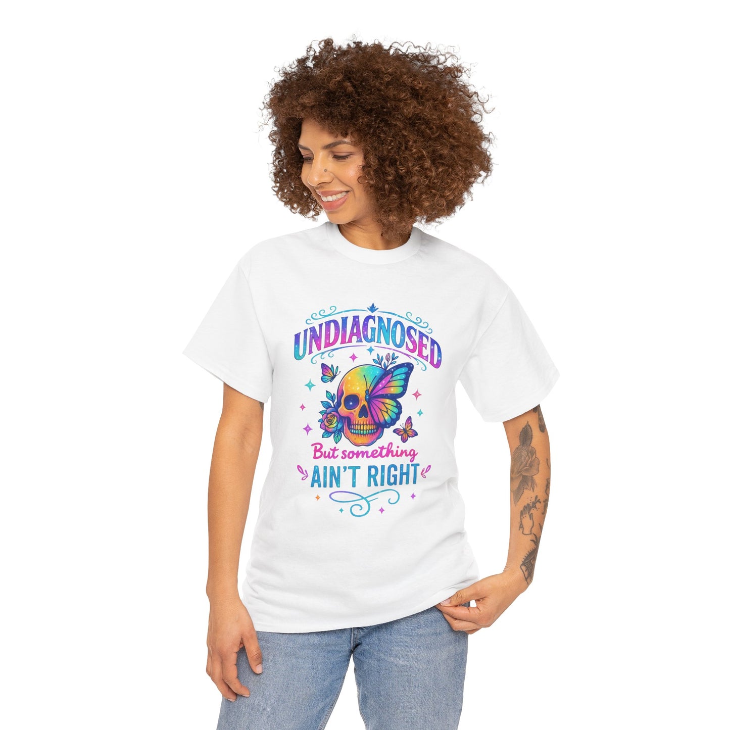 Colorful Undiagnosed Heavy Cotton Tee, Funny T-Shirt, Unique Gift, Mental Health Awareness, Casual Daily Wear, Unisex Apparel