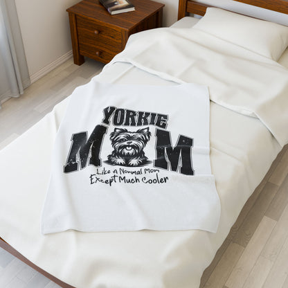 Yorkie Mom Velveteen Plush Blanket, Cozy Pet Blanket, Dog Lover Gift, Warm Home Decor, Mother's Day Gift, Custom Yorkie Gifts