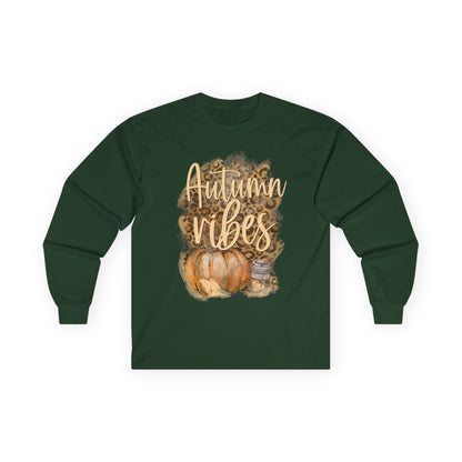 Autumn Vibes Long Sleeve Tee - Ideal for Cozy Days, Fall Fashion, Family Gatherings, Halloween Parties, Thanksgiving Celebrations