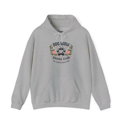 Dog Mom Social Club Hoodie, Casual Sweatshirt for Dog Lovers, Gift for Pet Owners, Cozy Hoodie for Dog Moms, Perfect Dog Lover Gift
