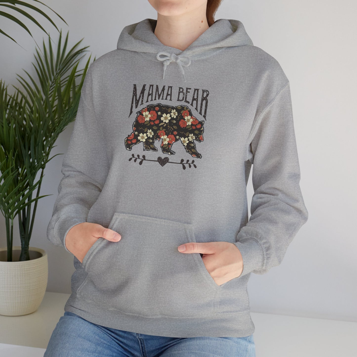 Floral Mama Bear Hoodie, Cozy Sweatshirt for Moms, Gift for Mother’s Day, Cute Casual Wear, Nature Themed Apparel