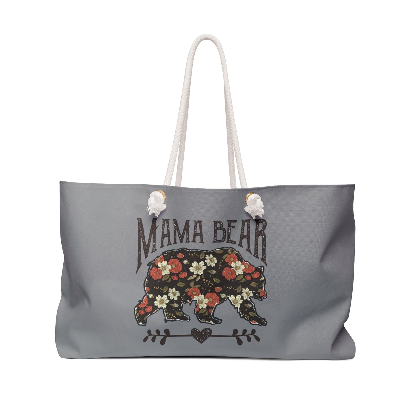Floral Mama Bear Weekender Bag, Travel Tote, Overnight Bag, Perfect Gift for Mom, Stylish Weekend Getaway Essentials