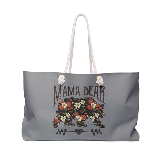Floral Mama Bear Weekender Bag, Travel Tote, Overnight Bag, Perfect Gift for Mom, Stylish Weekend Getaway Essentials